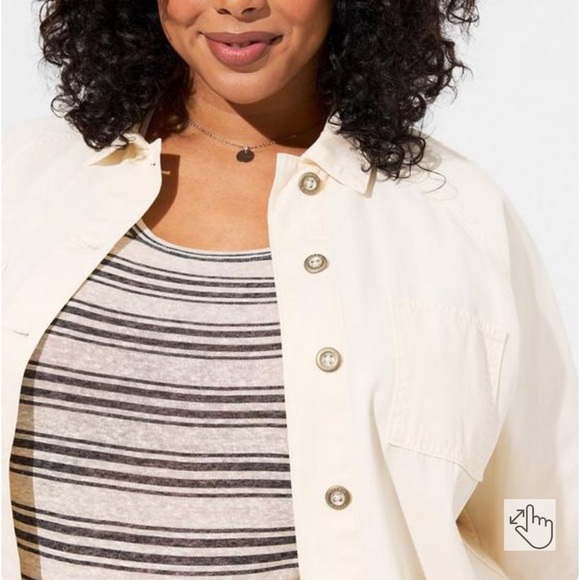Torrid Canvas Raglan Chore Minimalist Lightweight Jacket - Picture 2 of 8